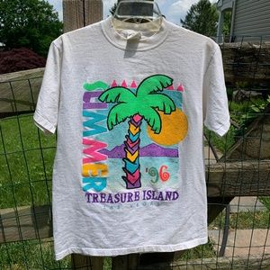 Vintage 1996 Treasure Island Shirt Size Small Las Vegas 90's White Destination